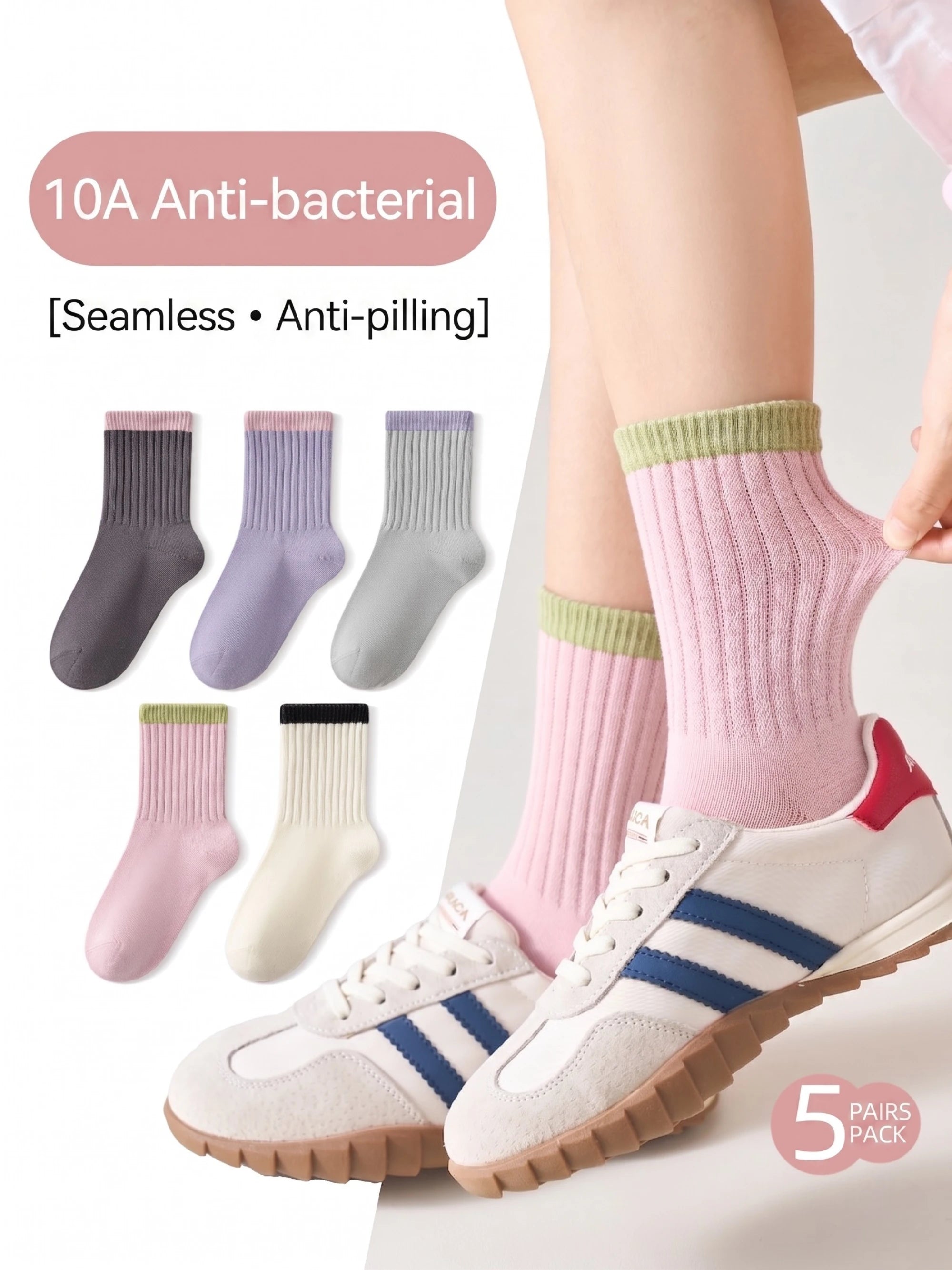 Premium Kids Active Crew Socks – Anti-Pilling & Seamless (5-Pack)