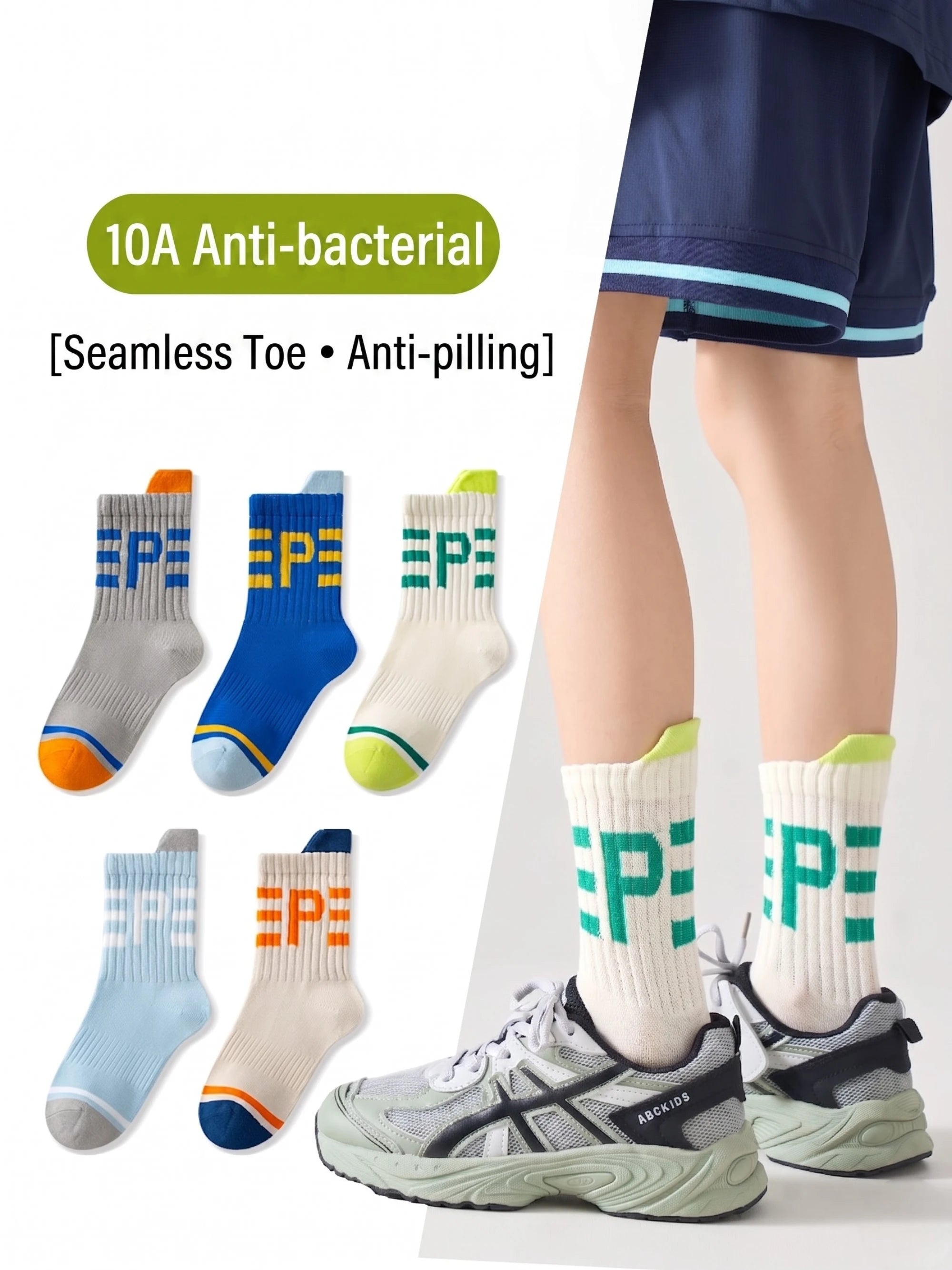 Premium Kids Active Crew Socks – Anti-Pilling & Seamless (5-Pack)