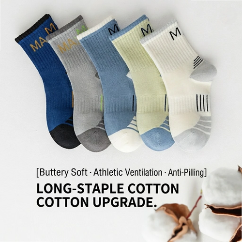 Premium Kids Active Crew Socks – Anti-Pilling & Seamless (5-Pack)