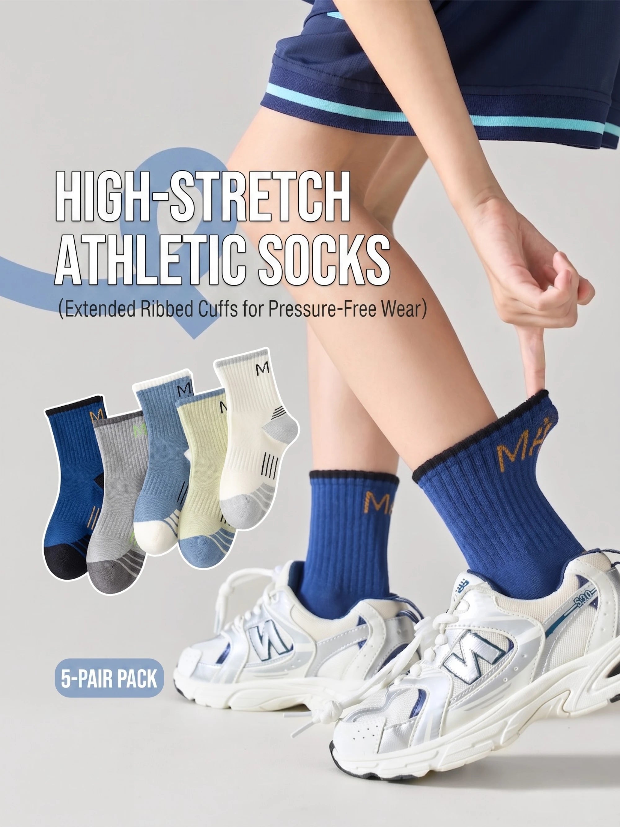 Premium Kids Active Crew Socks – Anti-Pilling & Seamless (5-Pack)