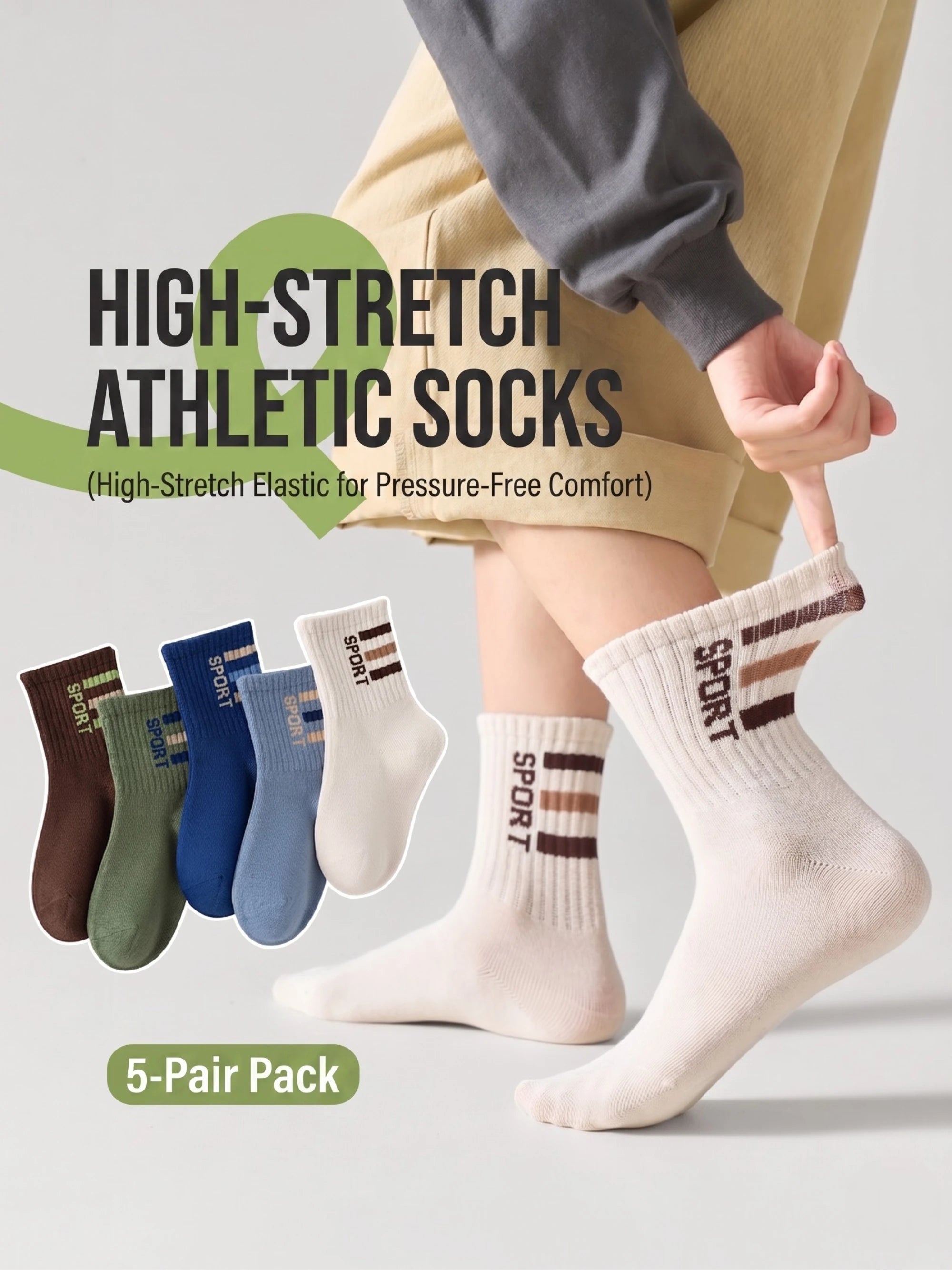 Premium Kids Active Crew Socks – Anti-Pilling & Seamless (5-Pack)