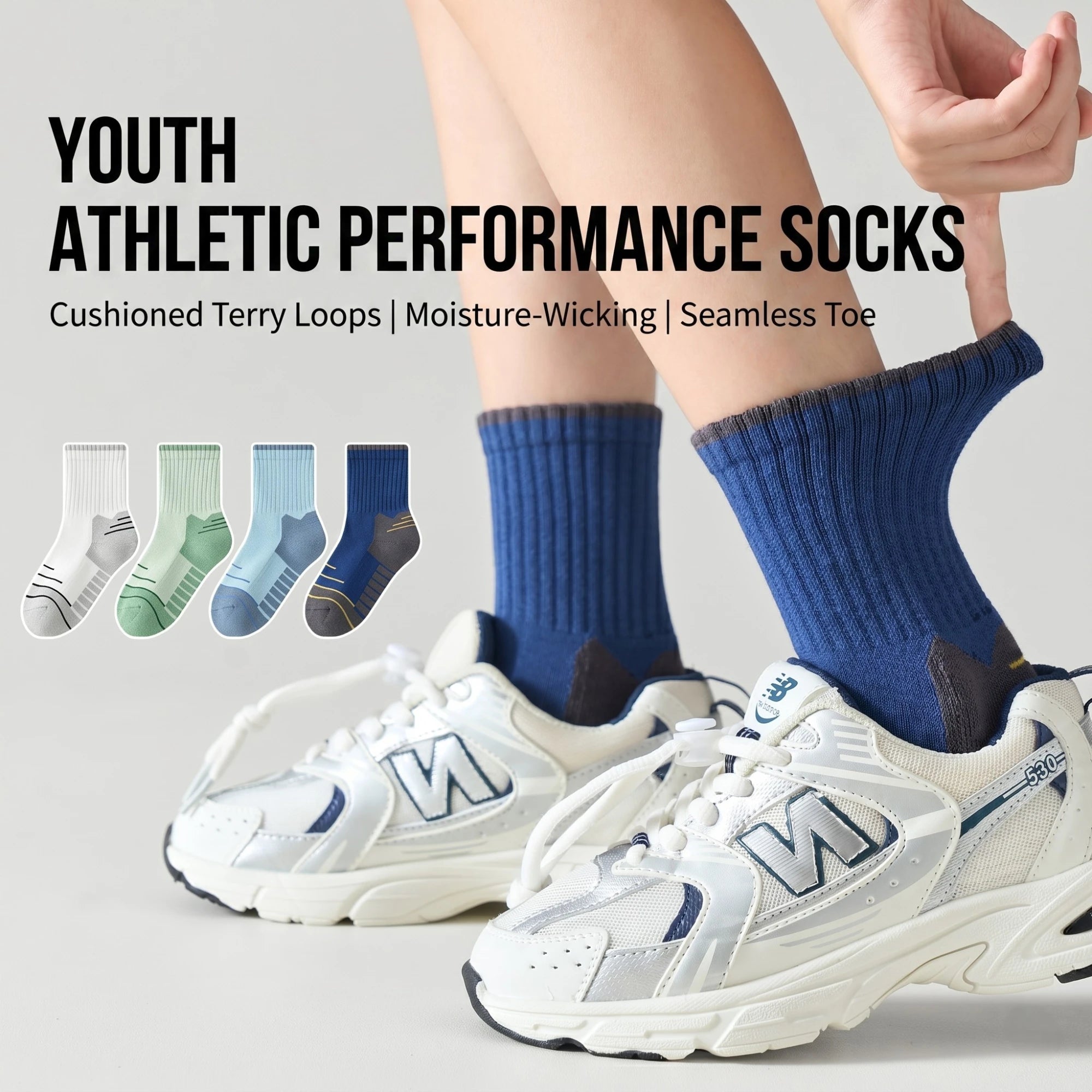 Premium Kids Cushioned Sports Socks – Seamless Toe (4-Pack)