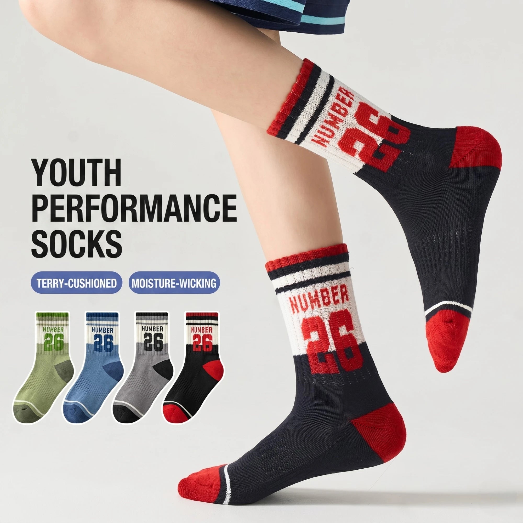 Premium Kids Cushioned Sports Socks – Seamless Toe (4-Pack)