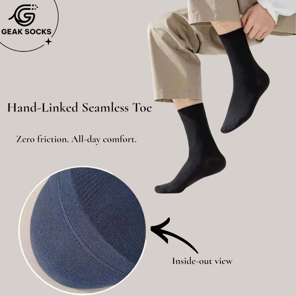 Premium Men's Seamless Dress Socks - 200-Needle, 7-Pair Assorted Pack