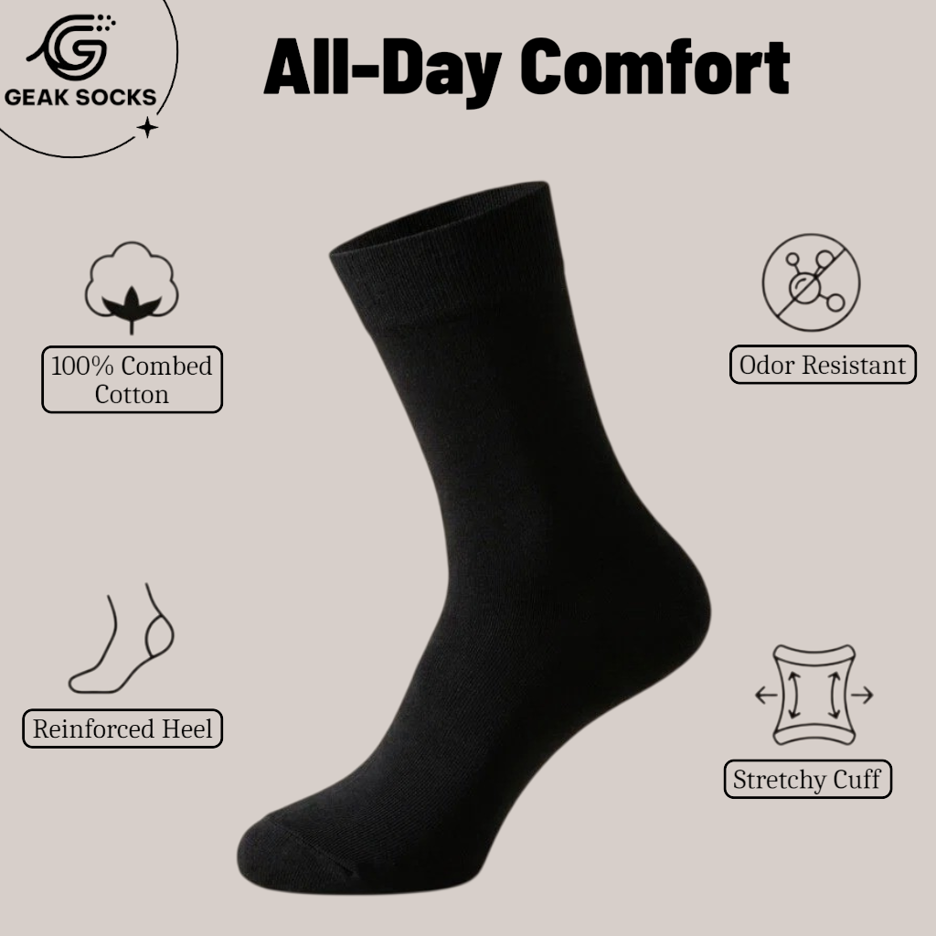 Premium Men's Seamless Dress Socks - 200-Needle, 7-Pair Assorted Pack